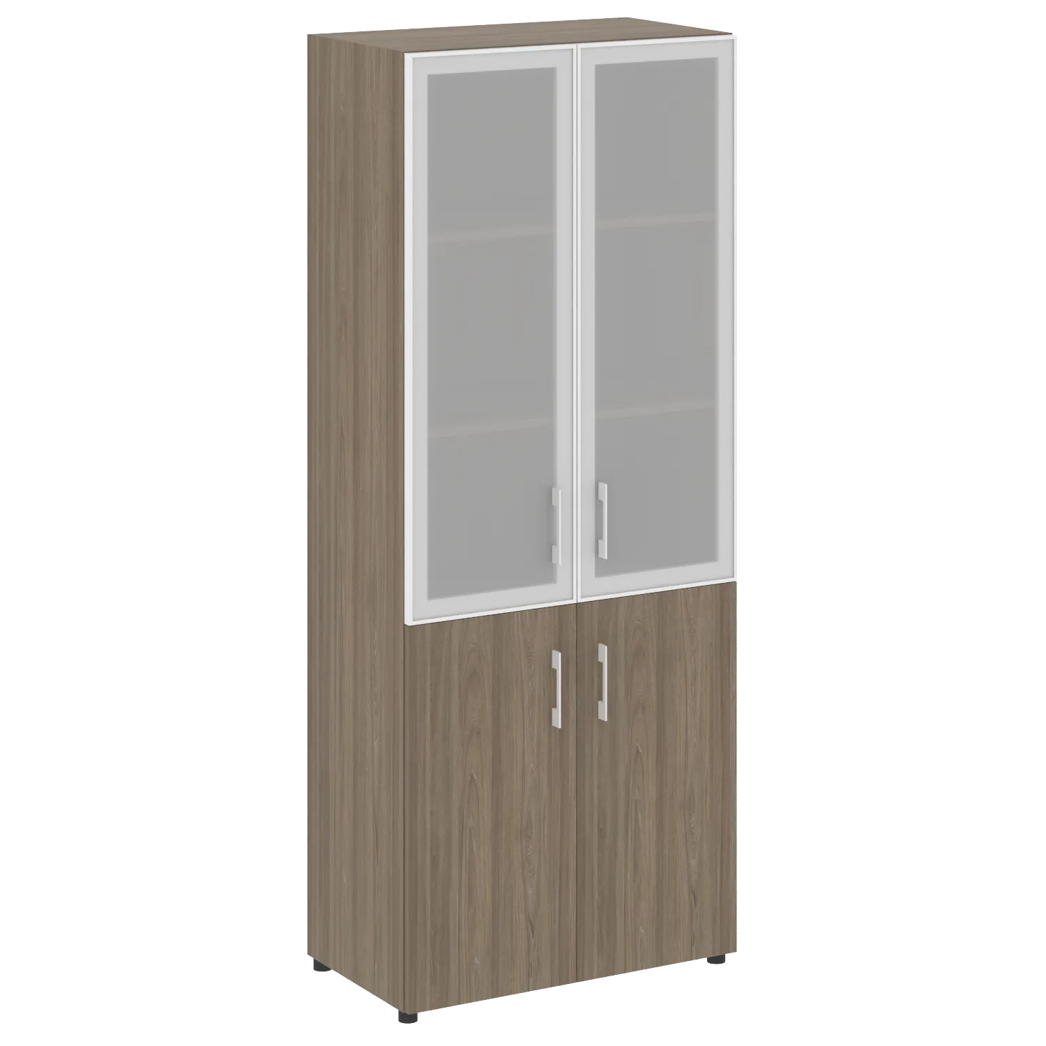 Шкаф высокий широкий (2 низких фасада ЛДСП + 2 средних фасада стекло в раме) Yalta LT.ST-1.2 R  вяз благородный